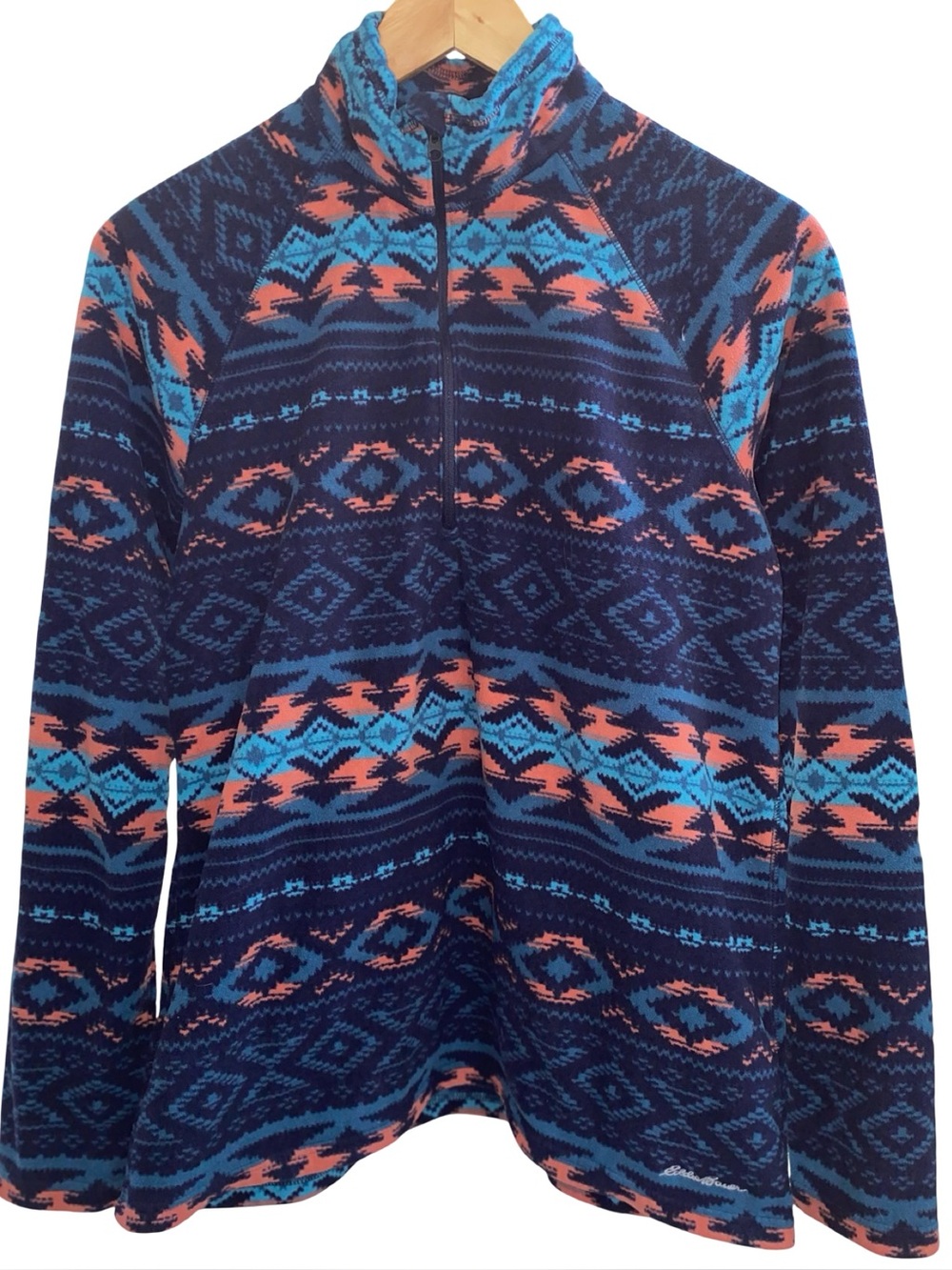 Eddie Bauer women’s printed quarter-zip fleece pullover size large